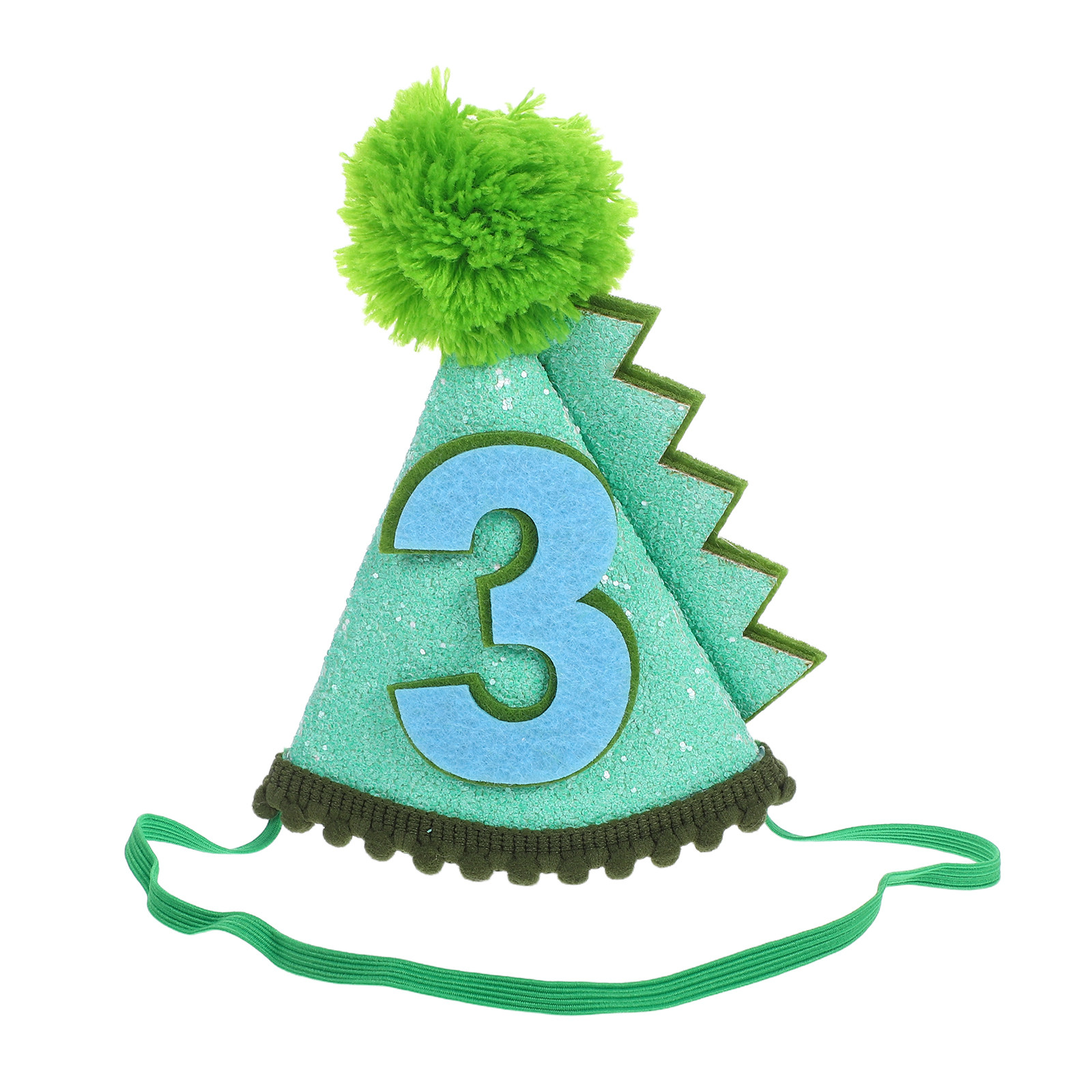 Party Hat Cone - Dinosaurus Verjaardagshoed Groene Kegelvormige Pailletten Nummer